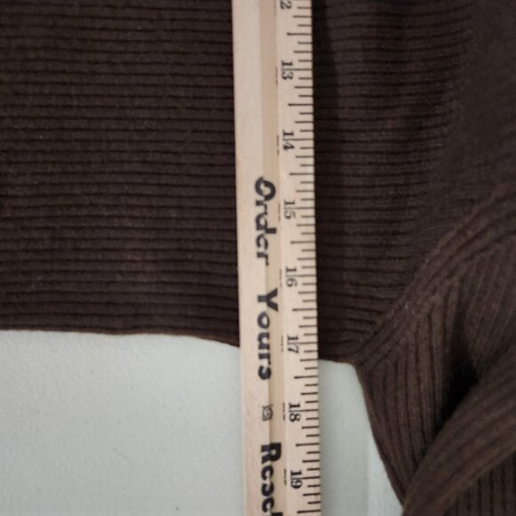 Vintage Jones New York Sweater Womens Petite Large Chocolate Brown Turtleneck - Picture 6 of 8